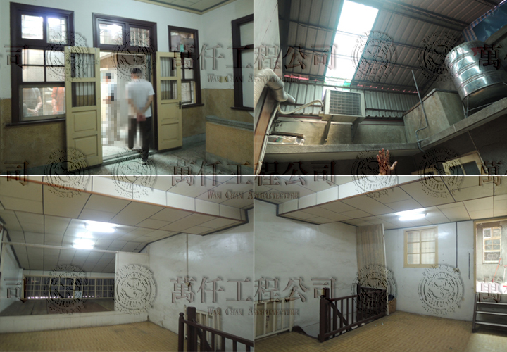 翻修前的二樓格局。(曾經增建一、二樓前段木造建築物及加蓋鐵皮屋)